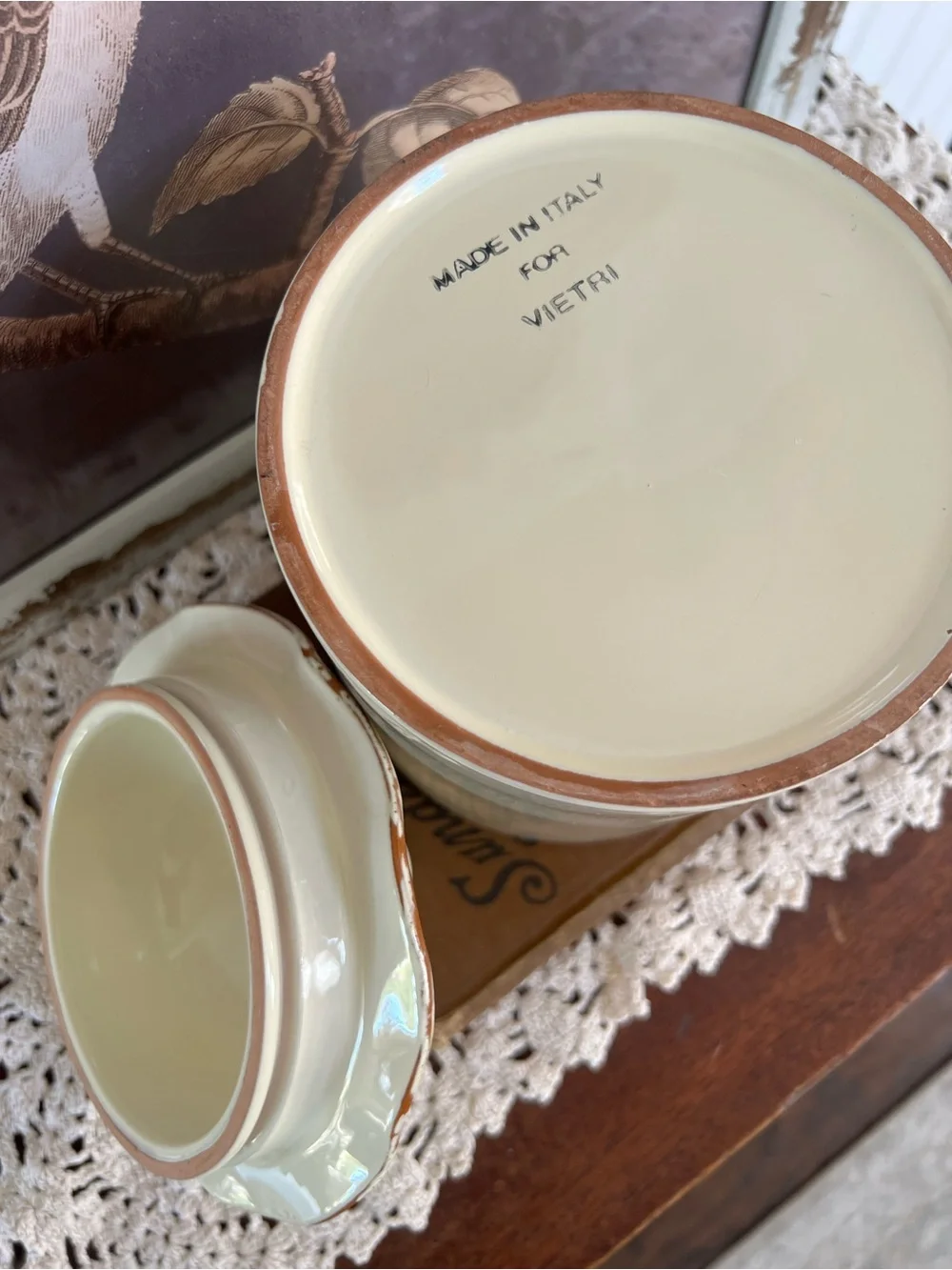 Vietri Cream Terracotta Glazed Canister with Lid